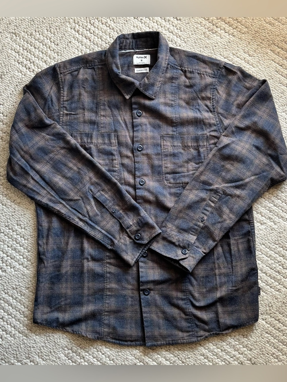 Hurley Men's Plaid Long-Sleeve Button-Up Shirt